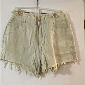 Hayden Cream Frayed Jean Shorts